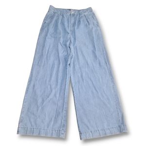 WhoWhatWear Pleated High Waist Wide Leg Denim trousers Pants